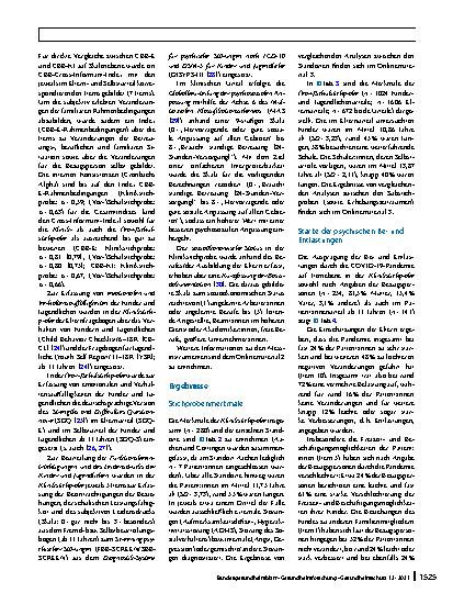 Vorschauseite 4: Die psychische Belastung von Kindern, Jugendlichen und ihren Familien während der COVID-19-Pandemie und der Zusammenhang mit emotionalen und Verhaltensauffälligkeiten