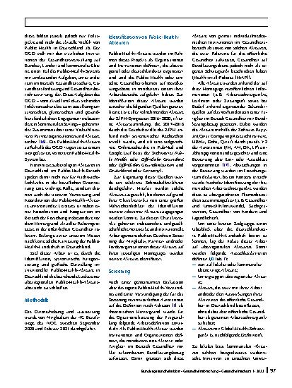 Vorschauseite 2: Überregionale Public-Health-Akteure in Deutschland – eine Bestandsaufnahme und Kategorisierung