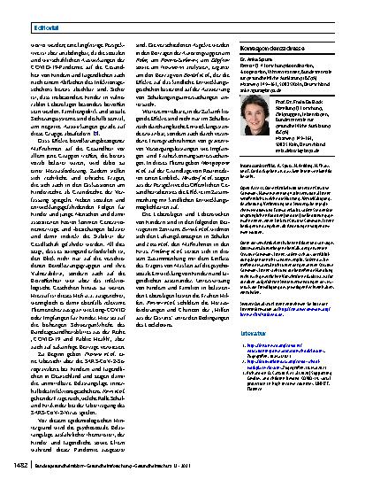Vorschauseite 2: Kinder und Jugendliche in der COVID-19-Pandemie – zur besonderen Betroffenheit einer vermeintlichen „low risk group“