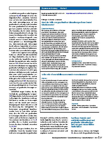 Vorschauseite 3: Wird die Rolle von psychischen Erkrankungen beim Suizid überbewertet?