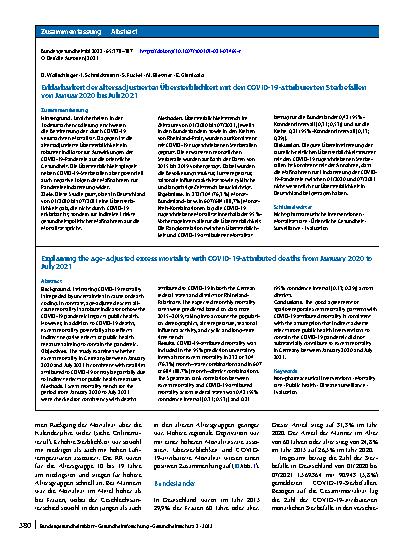 Vorschauseite 3: Erklärbarkeit der altersadjustierten Übersterblichkeit mit den COVID-19-attribuierten Sterbefällen von Januar 2020 bis Juli 2021