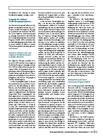 Vorschauseite 4: Psychotherapie nach einem Suizidversuch – Evidenzlage und Bewertung