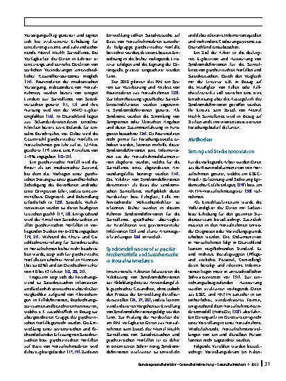 Vorschauseite 2: Nutzung von Routinedaten aus Notaufnahmen zur Surveillance von Suizidversuchen und psychiatrischen Notfällen