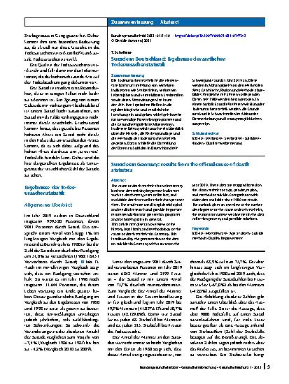 Vorschauseite 3: Suizide in Deutschland: Ergebnisse der amtlichen Todesursachenstatistik