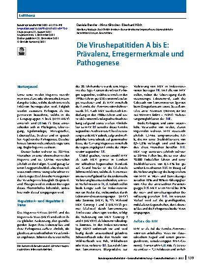 Vorschauseite 1: Die Virushepatitiden A bis E: Prävalenz, Erregermerkmale und Pathogenese