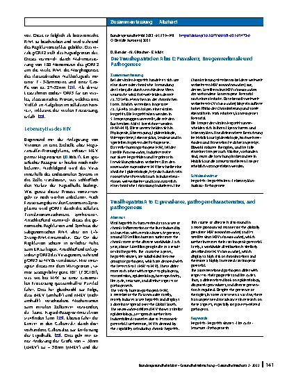 Vorschauseite 3: Die Virushepatitiden A bis E: Prävalenz, Erregermerkmale und Pathogenese