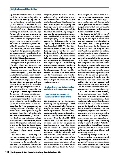 Vorschauseite 2: Verknüpfung von Abrechnungsdaten gesetzlicher Krankenkassen mit Daten epidemiologischer Krebsregister: länderspezifische Möglichkeiten und Limitationen