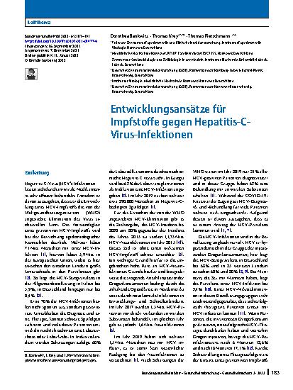 Vorschauseite 1: Entwicklungsansätze für Impfstoffe gegen Hepatitis-C-Virus-Infektionen