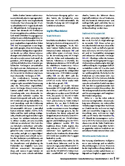 Vorschauseite 5: Entwicklungsansätze für Impfstoffe gegen Hepatitis-C-Virus-Infektionen