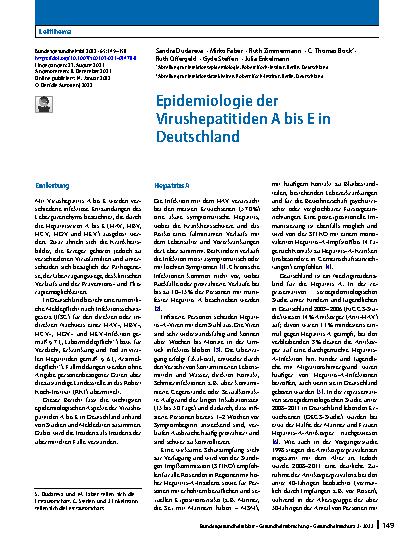 Vorschauseite 1: Epidemiologie der Virushepatitiden A bis E in Deutschland
