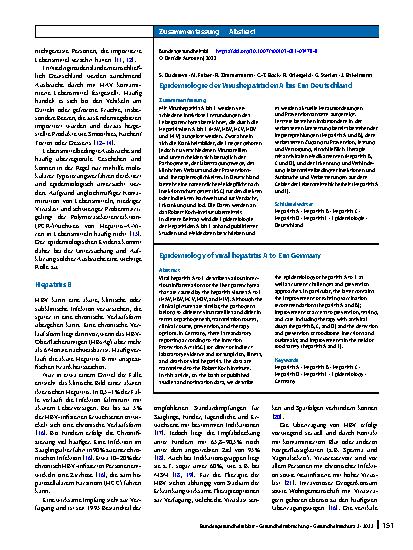 Vorschauseite 3: Epidemiologie der Virushepatitiden A bis E in Deutschland