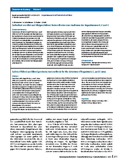 Vorschauseite 3: Sicherheit von Blut und Blutprodukten: Testmethoden zum Nachweis der Hepatitisviren B, C und E