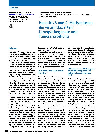 Vorschauseite 1: Hepatitis B und C: Mechanismen der virusinduzierten Leberpathogenese und Tumorentstehung