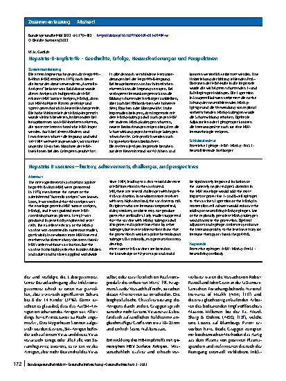 Vorschauseite 3: Hepatitis-B-Impfstoffe – Geschichte, Erfolge, Herausforderungen und Perspektiven