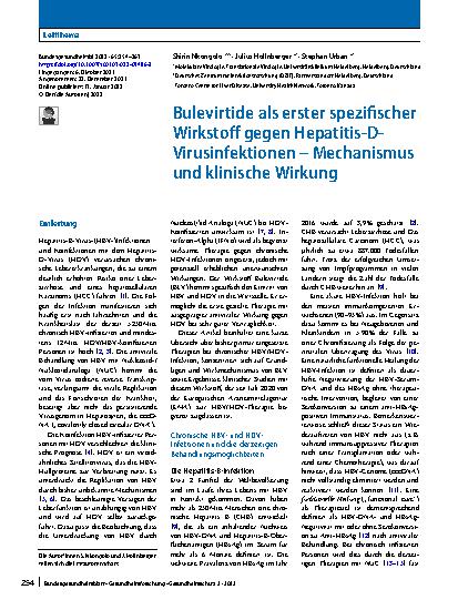 Vorschauseite 1: Bulevirtide als erster spezifischer Wirkstoff gegen Hepatitis-D-Virusinfektionen – Mechanismus und klinische Wirkung