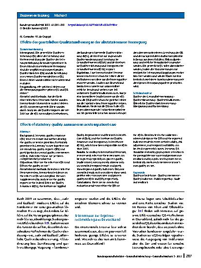 Vorschauseite 3: Effekte der gesetzlichen Qualitätssicherung in der akutstationären Versorgung