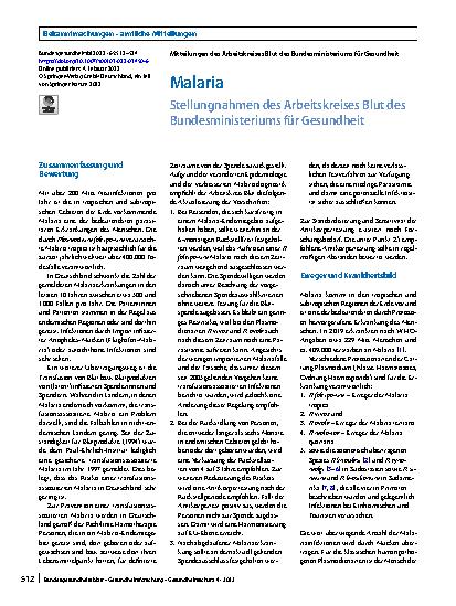 Vorschauseite 1: Malaria