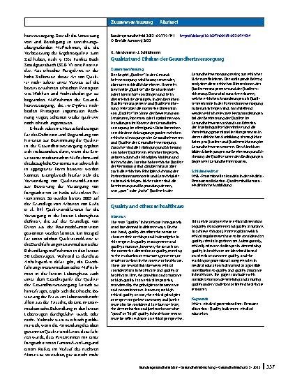 Vorschauseite 3: Qualität und Ethik in der Gesundheitsversorgung