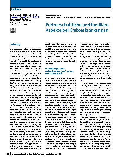 Vorschauseite 1: Partnerschaftliche und familiäre Aspekte bei Krebserkrankungen