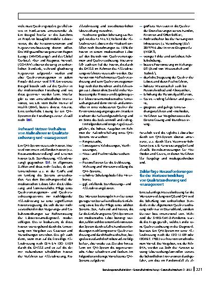Vorschauseite 5: Qualitätssicherung in medizinischen Laboratorien – Eine Unentbehrlichkeit mit Nutzen und Risiken