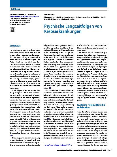 Vorschauseite 1: Psychische Langzeitfolgen von Krebserkrankungen