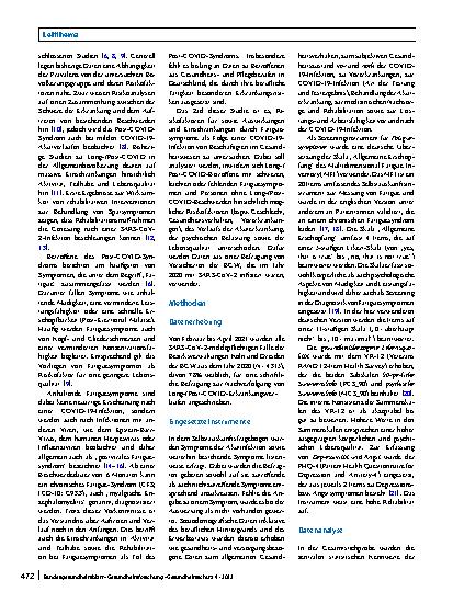 Vorschauseite 2: Anhaltende Fatigue als Folge einer COVID-19-Infektion bei Beschäftigten im Gesundheitswesen: Risikofaktoren und Auswirkungen auf die Lebensqualität