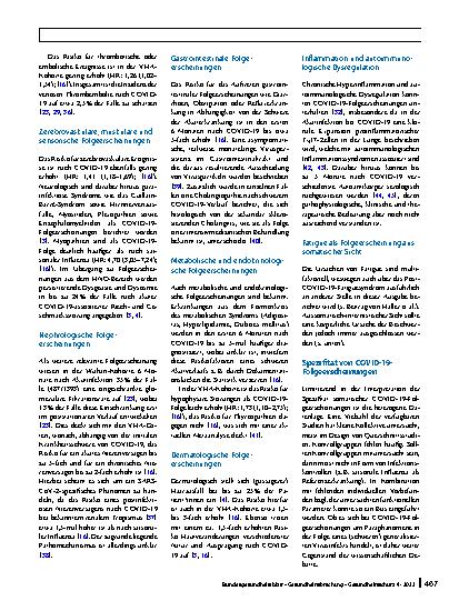 Vorschauseite 6: Organbezogene Folgeerscheinungen von COVID‑19 bei Erwachsenen