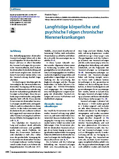 Vorschauseite 1: Langfristige körperliche und psychische Folgen chronischer Nierenerkrankungen
