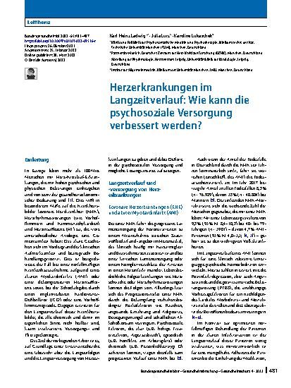 Vorschauseite 1: Herzerkrankungen im Langzeitverlauf: Wie kann die psychosoziale Versorgung verbessert werden?