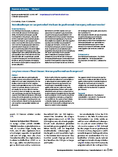 Vorschauseite 3: Herzerkrankungen im Langzeitverlauf: Wie kann die psychosoziale Versorgung verbessert werden?