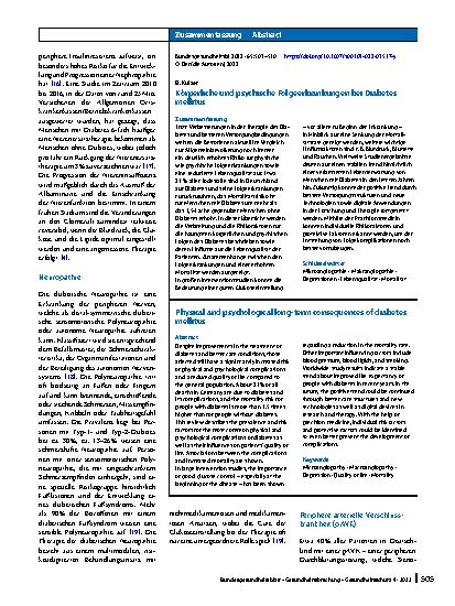 Vorschauseite 3: Körperliche und psychische Folgeerkrankungen bei Diabetes mellitus