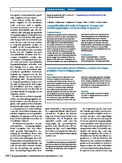 Vorschauseite 3: Langzeitüberleben bei Krebs: Definitionen, Konzepte und Gestaltungsprinzipien von Survivorship-Programmen