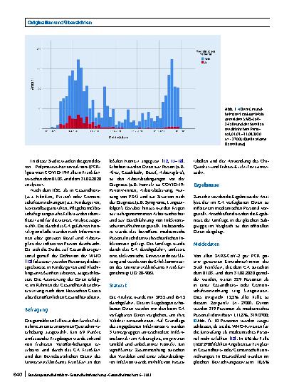 Vorschauseite 2: Beruflich erworbene SARS-CoV-2-Infektionen bei medizinischem Personal in Frankfurt am Main von März bis August 2020