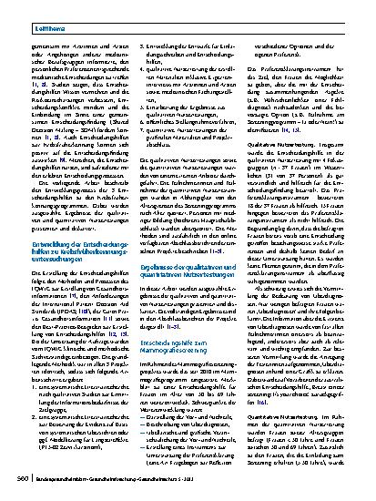 Vorschauseite 2: Die informierte Entscheidung als Ziel von evidenzbasierten Gesundheitsinformationen: Das Beispiel Krebsfrüherkennung