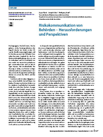 Vorschauseite 1: Risikokommunikation von Behörden – Herausforderungen und Perspektiven