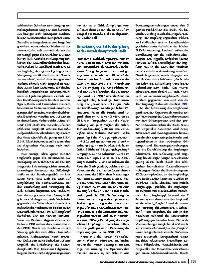 Vorschauseite 4: Die Impfaktion gegen Poliomyelitis in der DDR im Jahr 1960 am Beispiel der Stadt Halle (Saale): Historische Erfahrungen und Probleme