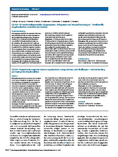 Vorschauseite 3: COVID-19-Pandemiekrisenstäbe: Organisation, Befugnisse und Herausforderungen – Strukturelle Gegebenheiten verstehen und nutzen