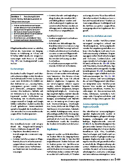Vorschauseite 2: Notfallsituationen und Krankenhauszuweisungen in Pflegeeinrichtungen – ein Scoping-Review zu Begleitumständen und versorgungsrelevanten Maßnahmen