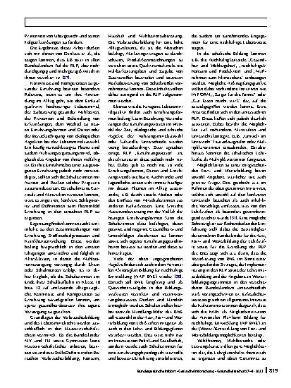 Vorschauseite 6: Der Stellenwert gesundheitsbewusster Ernährungsbildung in der Schule