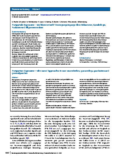 Vorschauseite 3: Postpartale Depression – wer kümmert sich? Versorgungszugänge über Hebammen, Gynäkologie, Pädiatrie und Allgemeinmedizin