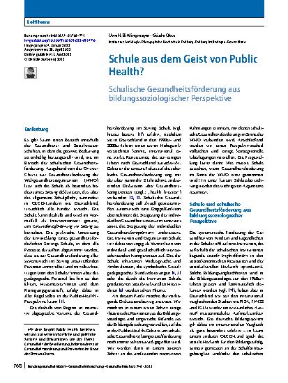 Vorschauseite 1: Schule aus dem Geist von Public Health?
