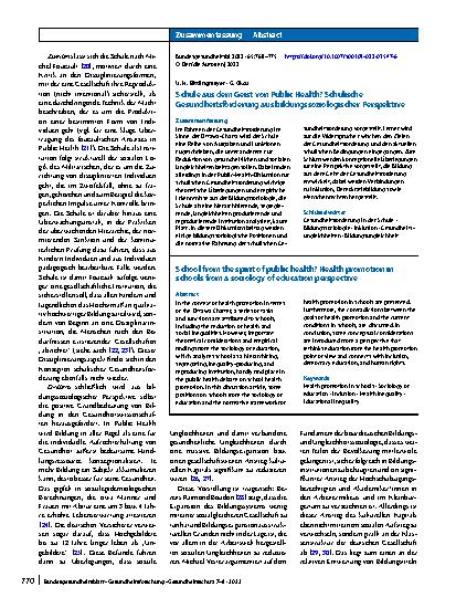 Vorschauseite 3: Schule aus dem Geist von Public Health?
