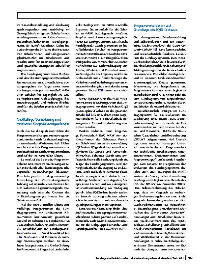 Vorschauseite 6: Das Landesprogramm Bildung und Gesundheit NRW (BuG) – Nachhaltige Entwicklung und Etablierung der Guten Gesunden Schule im Bundesland Nordrhein-Westfalen