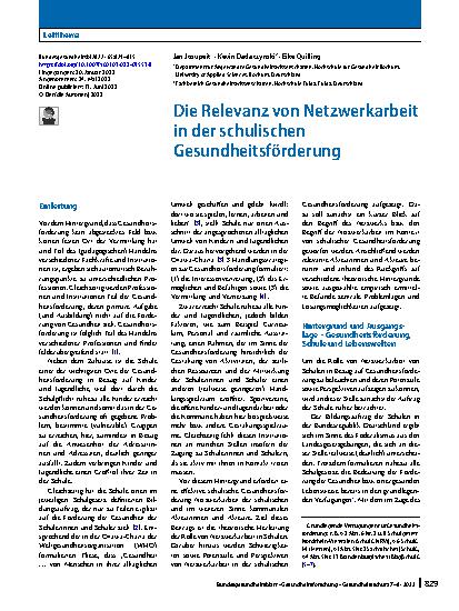 Vorschauseite 1: Die Relevanz von Netzwerkarbeit in der schulischen Gesundheitsförderung