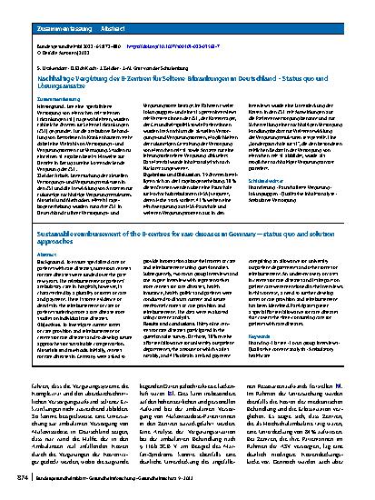 Vorschauseite 3: Nachhaltige Vergütung der B‑Zentren für Seltene Erkrankungen in Deutschland – Status quo und Lösungsansätze
