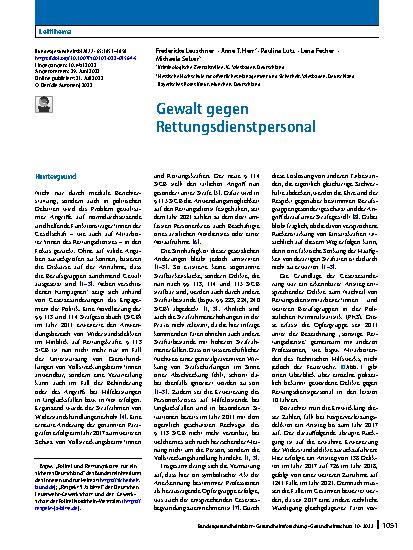 Vorschauseite 1: Gewalt gegen Rettungsdienstpersonal