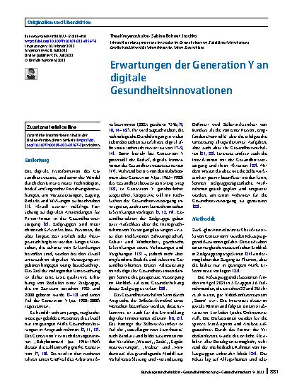 Vorschauseite 1: Erwartungen der Generation Y an digitale Gesundheitsinnovationen