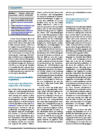 Vorschauseite 2: Der Kongress Armut und Gesundheit 2022 vor dem Hintergrund der aktuellen Krisen