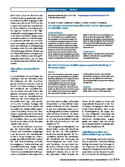 Vorschauseite 3: Der Kongress Armut und Gesundheit 2022 vor dem Hintergrund der aktuellen Krisen