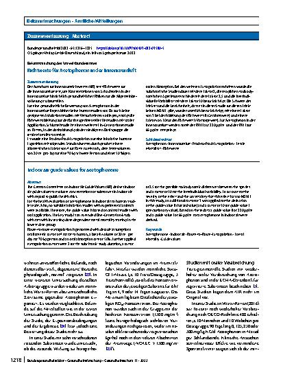 Vorschauseite 3: Richtwerte für Acetophenon in der Innenraumluft